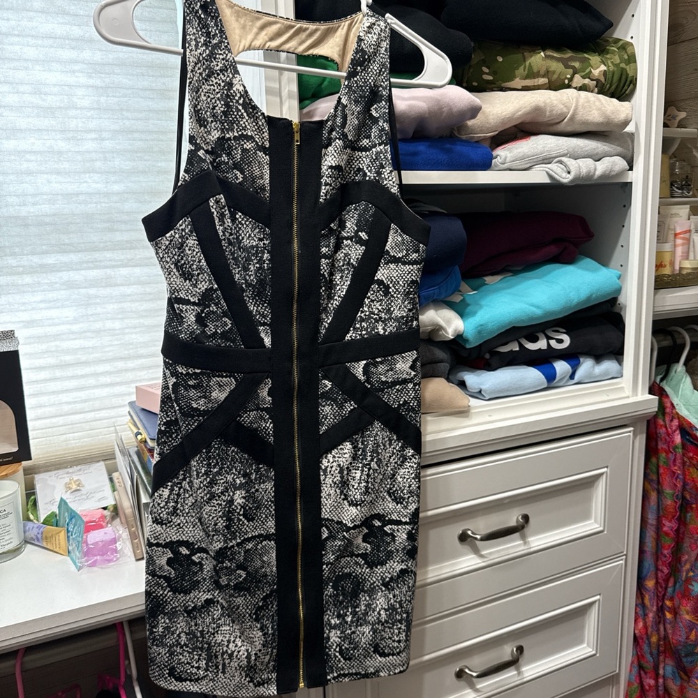Ark & Co Black and White Snakeskin Backless Dress